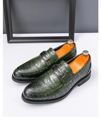 Fashion Men's Slip on Stone Pattern Loafers Driving Business Casual Formal Shoes