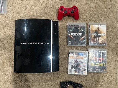 Sony PlayStation 3 Fat Black Console CECHH01 Bundle Controller & 4 Games. READ