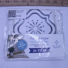 (24-Pk) Mi Alma Peel and Stick Tiles Vinyl Gray and Off-White 4" x 4" B506