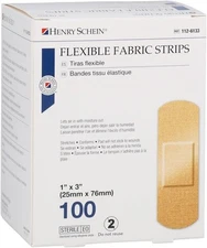 Adhesive Fabric Bandage Strips, 1" x 3", Sterile, Box of 100 100 