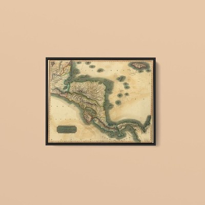 Vintage Maps - Spanish Central America - Art Print on Paper or Canvas