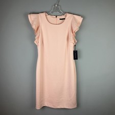 NWT Tommy Hilfiger Women's Size 12 Pink Ruffle Sleeve Sheath Dress Lined
