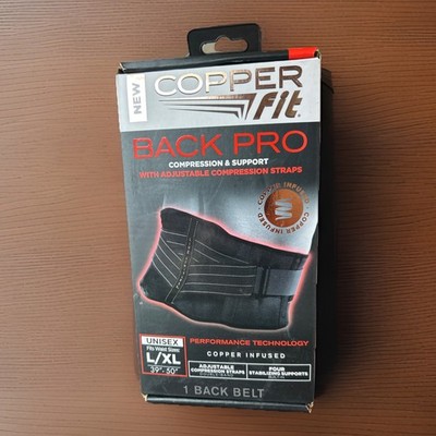 Copper Fit Back Pro Compression & Support With Adjustable Straps ~ Black ~ L/XL