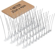 Bird Spikes, Bird Deterrent, 4 Strip Stainless Steel Anti Bird Spikes, Repellent