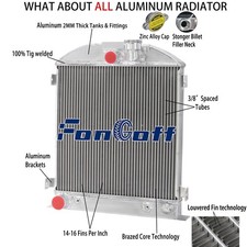 4 Row Aluminum Radiator Fit 1932 Ford Hi-boy Hot Rod Grill Shells Ford V8