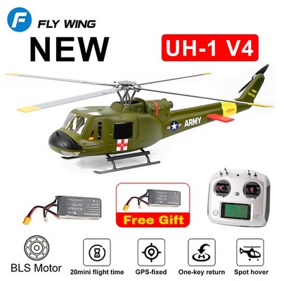 FlyWing UH1 V4 10CH M10 GPS 4 Blades Auto Return RC RTF Helicopter Free Battery