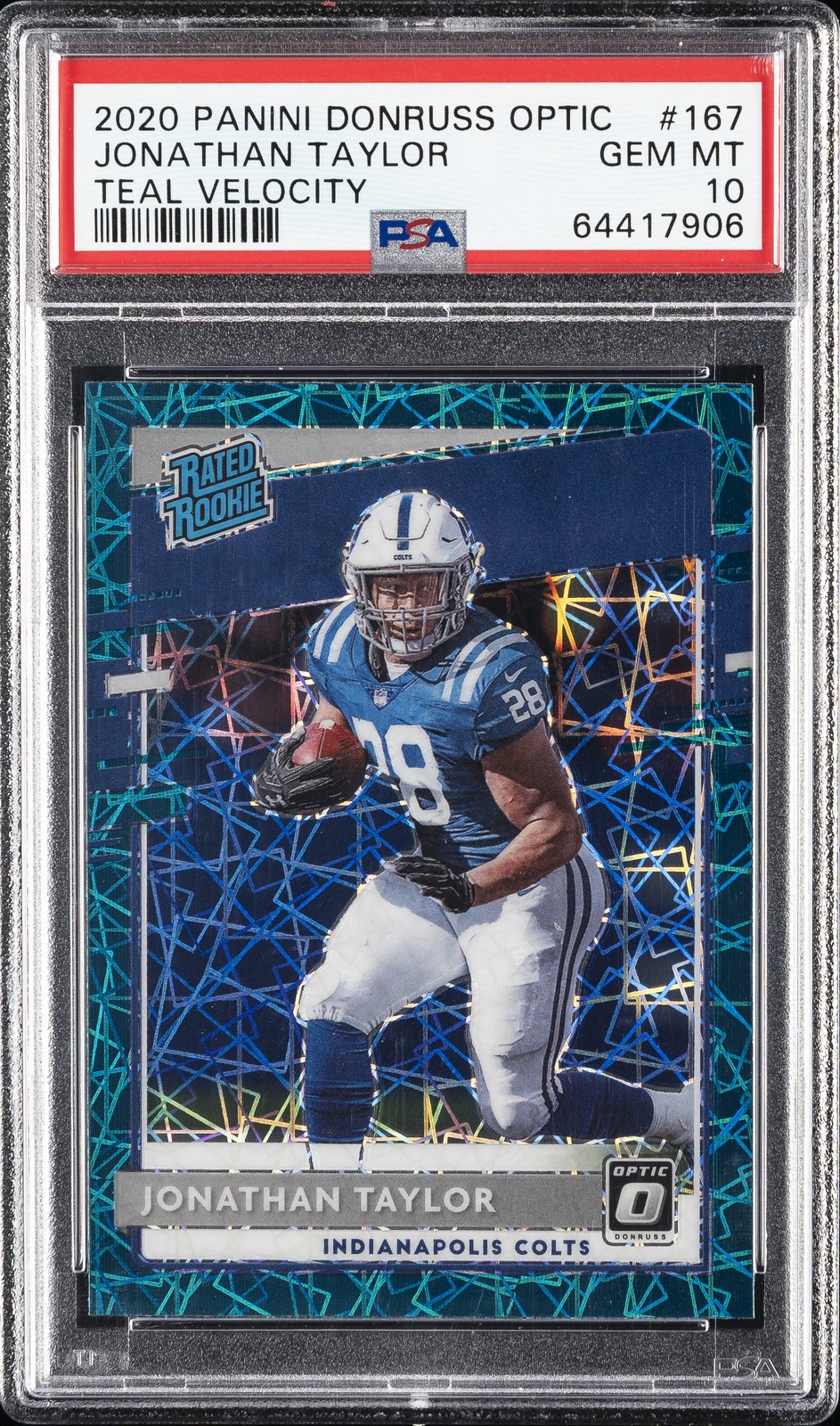 2020 PANINI DONRUSS OPTIC TEAL VELOCITY #167 JONATHAN TAYLOR ROOKIE RC PSA 10