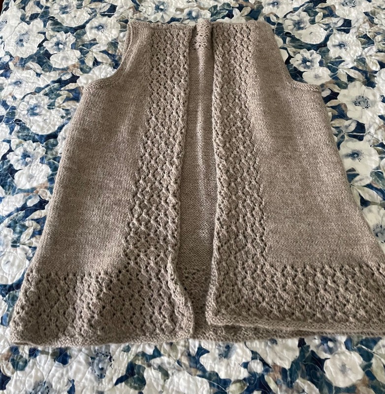 Tan Wool Blend Hand Knit Woman's Sleeveless Vest Size L