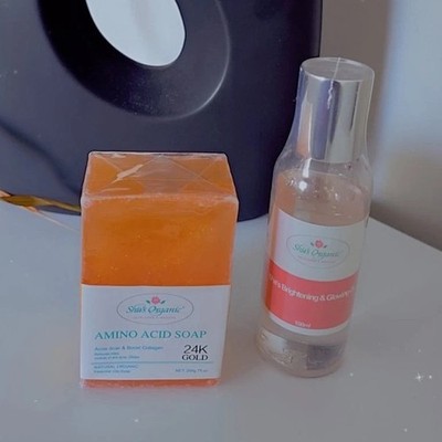 Sha's Organic Amino Acid & 24K Gold Skin Care Set Soap Toner Brightening
