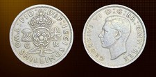 1951 Great Britain 1 Florin (2 Shillings) Copper-Nickel George VI Coin. Avg cond