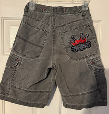 Vintage Youth JNCO Jeans Size 12 Navy Blue cargo shorts with Red Crown