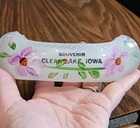 Vintage Souvenir of Clear Lake Iowa Advertising Milk Glass Canoe Boat!