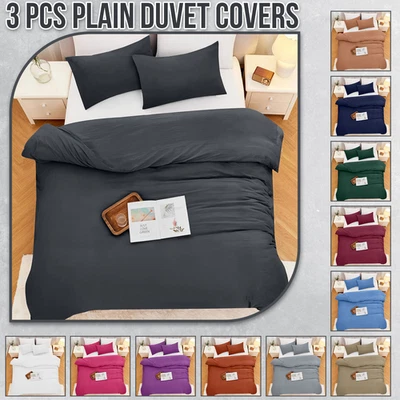 IMPERIAL ROOMS Cotton Feel Duvet Cover With Pillowcase Reversible Bedding Set Soft Quilt Covers