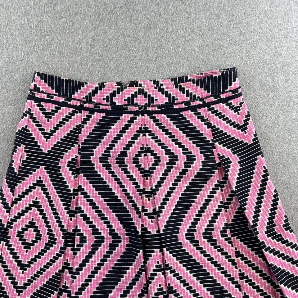 Falda Tory Burch Mujer 4 Rosa Negra Geométrica Línea A Algodón Lino Jacquard Foto 2 de 4