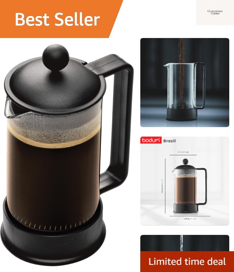 Coffee Maker, High-heat Borosilicate Glass, Black - ...