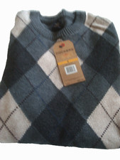Mens Small Crew Argyle Sweater Gray Dockers NEW