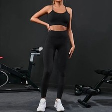 2Pcs Women Tracksuit Seamless Yoga Set Workout Sportswear Gym Clothing HighWaist