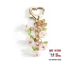 Flower Keychain Colorful Springtime Keycharm for Women Floral Keyring for Pink
