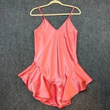 Vintage Cinema Etoile Coral Satin Slip Nightgown Spaghetti Strap S