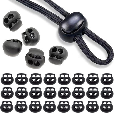 , End Stopper Fastener Slider Toggles Clip 30Pcs Double Hole Spring Plastic Lock
