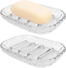 2 Pack Soap Dish Holder for Bar Soap, Bathroom Soap Dishes Bar Soap Holder Tray,