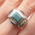 925 Sterling Silver Vintage Real Turquoise Lapis Sugilite & Coral Ring Size 10