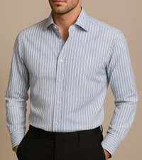 Gucci Blue & White Yellow Pinstripe Cotton dress Shirt