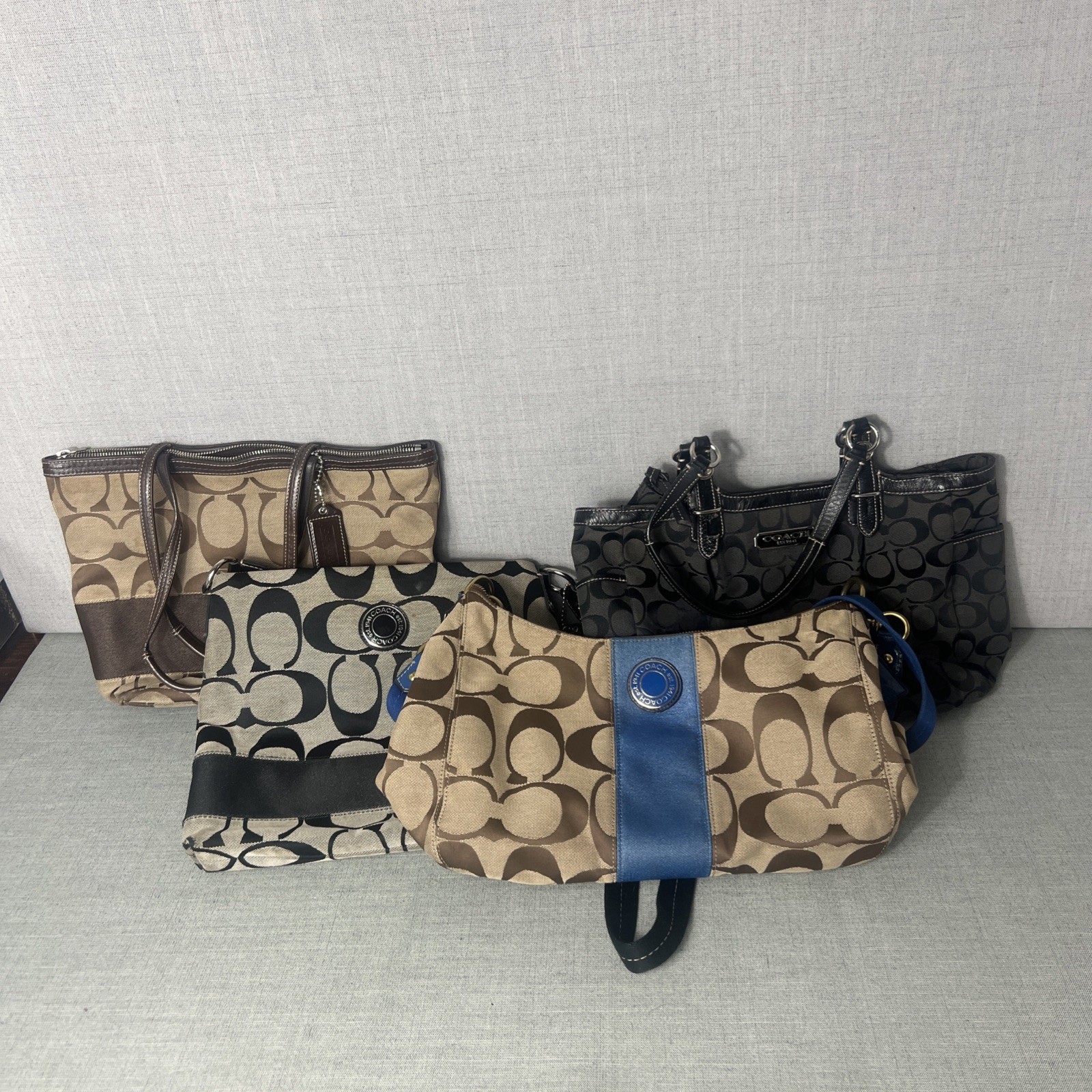 Lot Of 4 Authentic Coach Bags Purses Handbags Bundle- Stains & Wear - See Photos-image