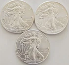 Lot of 3 2014 VERY CLEAN .999 American Silver Eagles 3 OZT Total FINE Silver