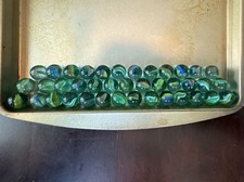 Large Bulk Lot of Vintage Glass Cat's Eye Marbles, 7.3 oz 39 marbles 