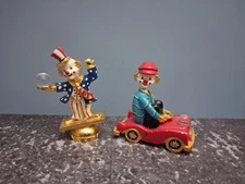 2 Spoontiques Pewter Figures clowns 2" Figurines Red White And Blue 