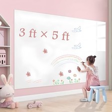 Large Dry Erase White Board Sticker 3 feet x 5 feet Peel and Stick Self Adhe...