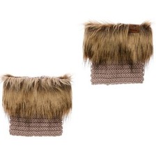 Bearpaw Knit Faux Fur Boot Toppers Change Up Your Boots Mixed Taupe