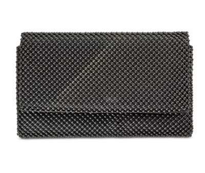 INC International Concepts Prudence beaded mesh clutch purse pouch -BLACK (NEW)~