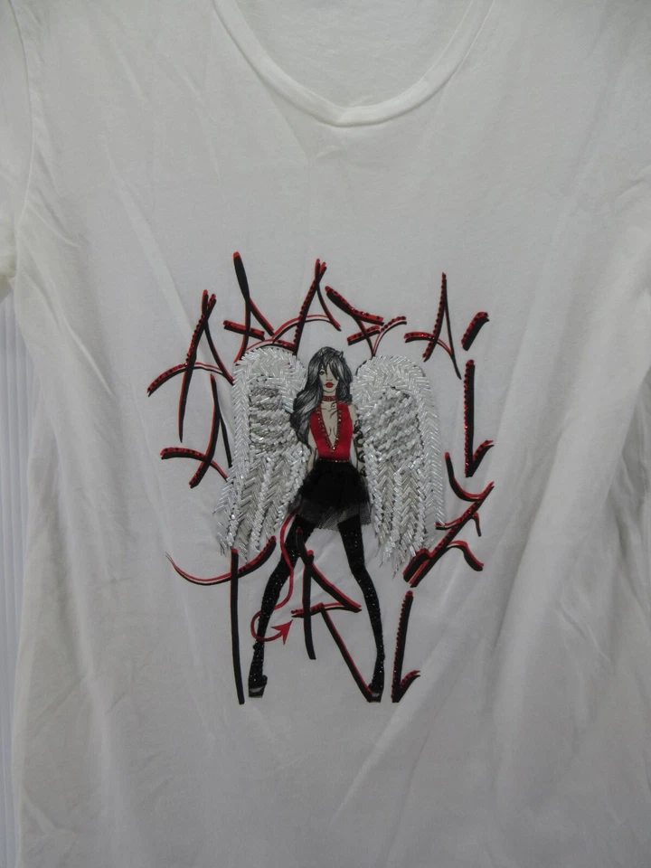 Patrizia Pepe Top Women 1 White Pullover Angel Rock Beaded Sequin T Tee US 6 * - Image 2 of 4