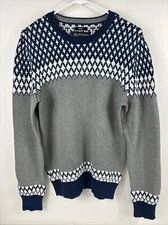 American Rag Men's Size S Grey And Blue Patterned Sweater 100% Cotton