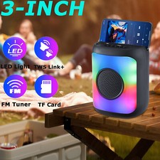 3'' Bluetooth Speaker Mini Portable TWS TF FM Radio Indoor Outdoor Party Lights