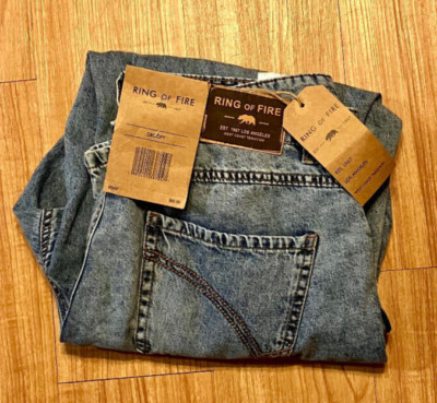 Ring of Fire Jeans Men's 34 x 29 DROOPY Crotch Pant Relaxed Oceanic Lt. Wash New