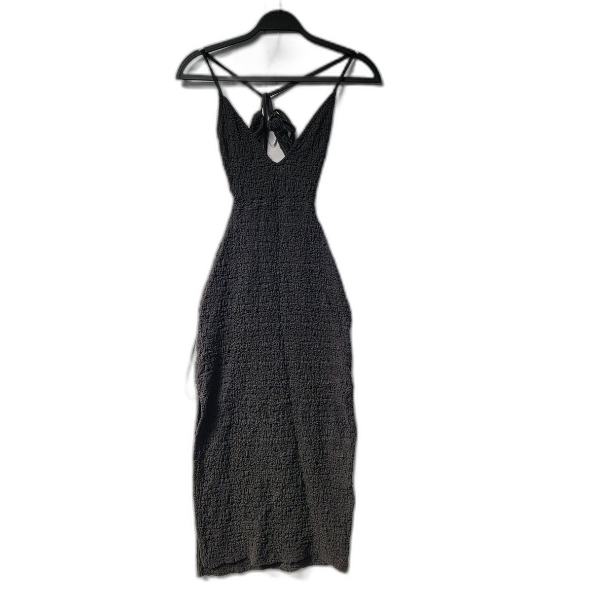 Gorgeous ASTR Black Bodycon Smocked V Neck Midi Adjustable Strap Open Back Dress | eBay Gorgeous ASTR Black Bodycon Smocked V Neck Midi Adjustable Strap Open Back Dress | eBay