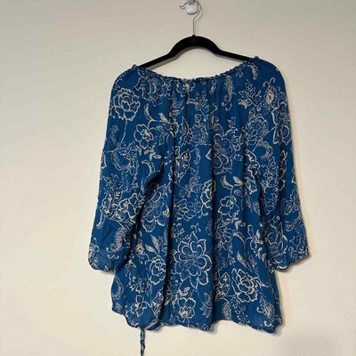 lucky brand printed peasant top