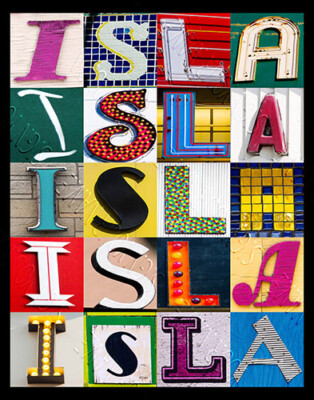 ISLA Name Poster featuring photos of actual sign letters