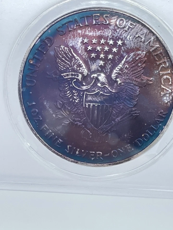 2007 ANACS MS 67 $1.00  Silver Eagle Outrageous Toning - Image 3 of 4