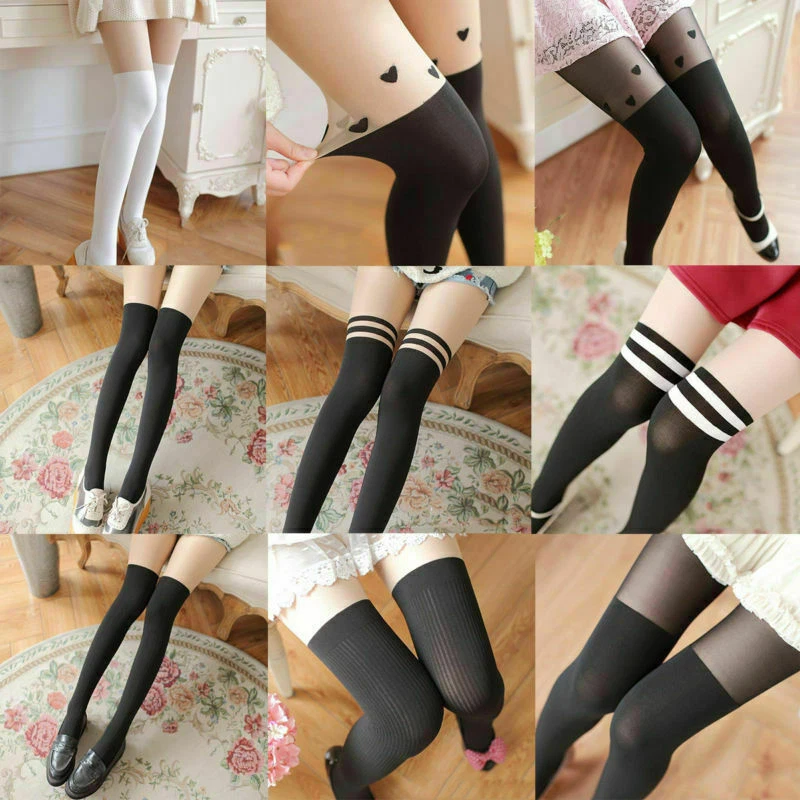 Hosiery Socks Cute Patterns Sheer Pantyhose Mock Stockings Tights Fashion Tattoo - Image 2 of 3