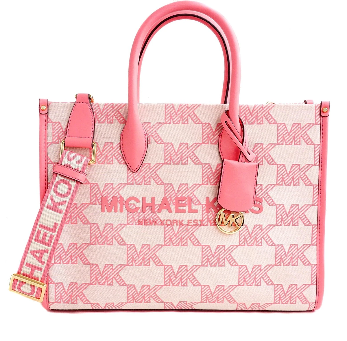 Michael Kors Mirella Small Logo Jacquard Crossbody Bag in Tea Rose