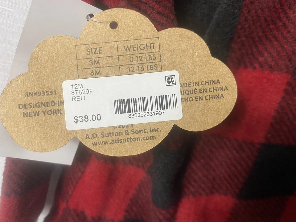 Essentials Rojo Franela a Cuadros 2 piezas Papá Noel Camisa y Pantalones Sudadera Conjunto - Talla 12 Mos Foto 4 de 4