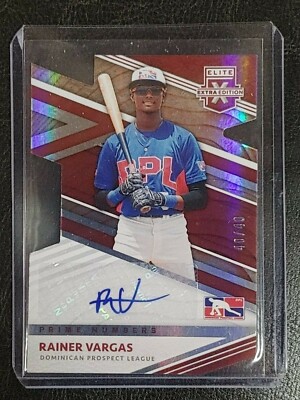 2020 Elite Extra Edition Rainer Vargas Die-Cut Auto #'d 40/40 Dominican Prospect