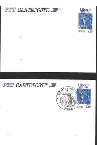 FRANCE 1986 (1) FDC AND  (1) POSTAL CARD AMERICA 100th ANNIV STATUE OF LIBERTY