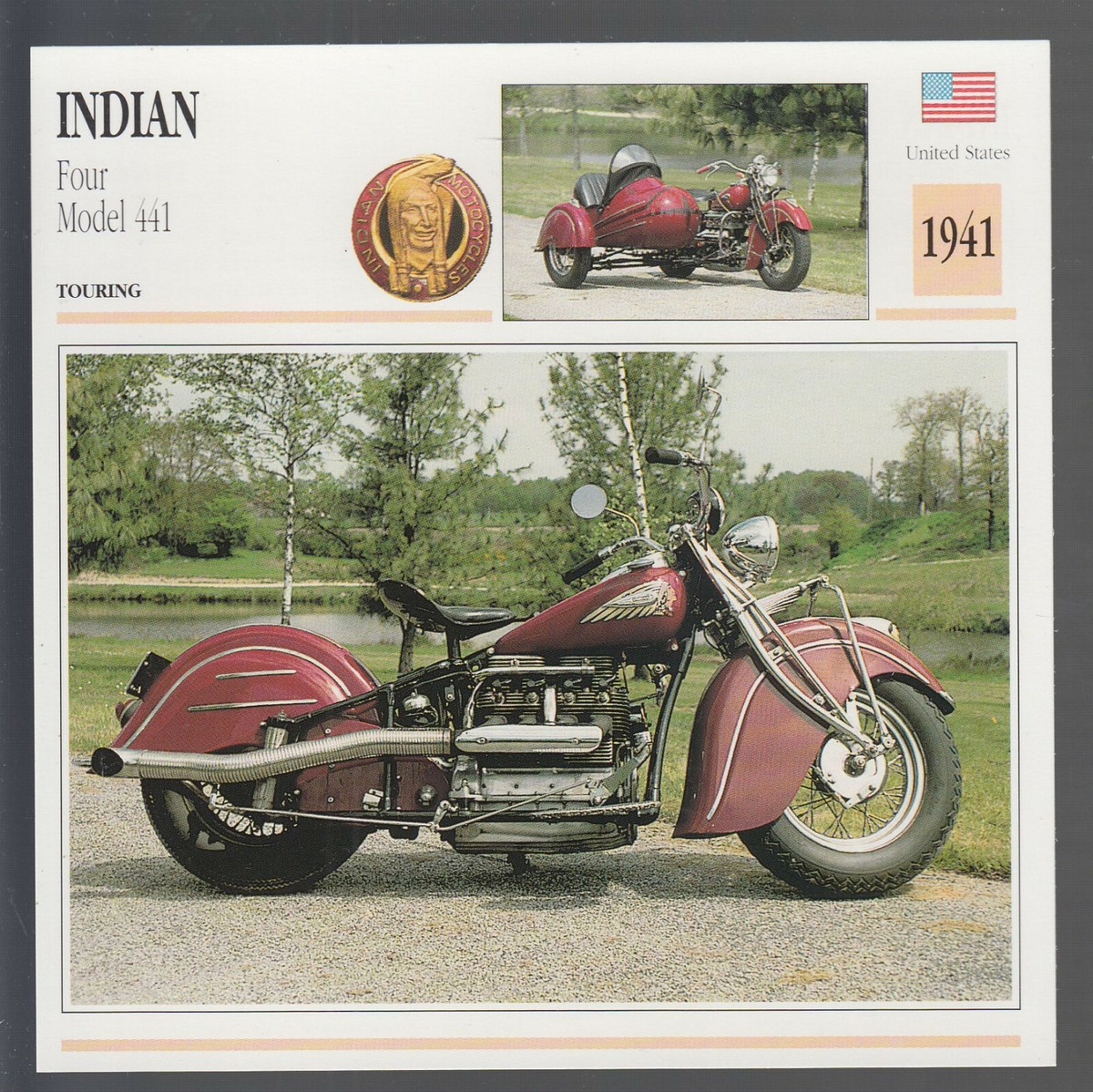 1941 Indian Four Cylinder Model 441 (1265cc) Motorcycle Photo Spec