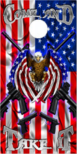 America Flag Gun Rights Eagle Cornhole Wrap Bag Toss Skin Decal Sticker