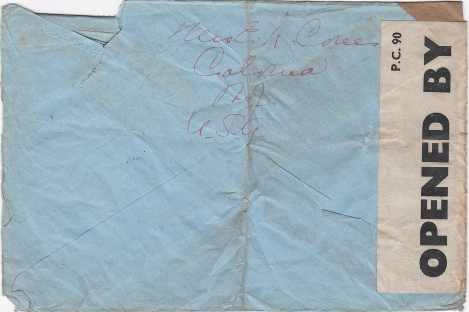 1941 USA WWII censored cover sent from Colonia NJ to Henley-on-Thames England - Image 2 of 2